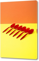   Постер Натюрморт с чайными ложками на цветном фоне