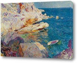   Картина Хавеа.Скалы и белая лодка
