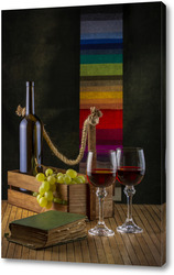   Постер Натюрморт с вином и книгой
