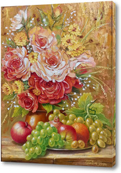   Постер Розы с фруктами