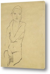  Сидящая голая обнаженная, без головы, 1918