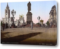   Постер Памятник А. Пушкину и Страстной монастырь на открытке, 19 век