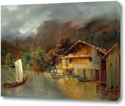   Картина Дом на озере Бринц с лодкой и утоками, 1832