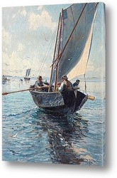   Постер Рыбаки на лодке