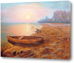   Картина Картина маслом. Рассвет на озере. Холст 40х60