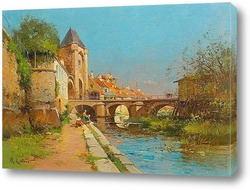   Постер Прачки на реке у города