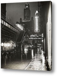  Постер Улица Нью-Йорка ночью.
