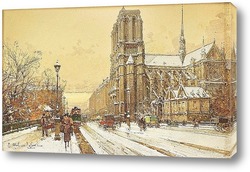   Постер Нотр-Дам в снегу 