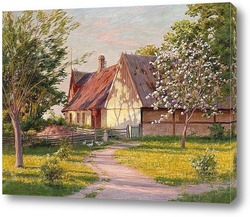   Картина Ферма с цветущими яблонями