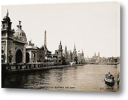   Постер Вид всемирной Парижской выставки со стороны Сены
