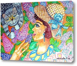   Картина Сиреневый кот, Оранжевая дама