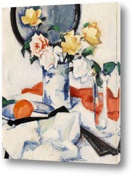   Картина Розы в белоголубой вазе