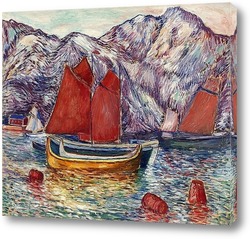   Картина Пейзаж Фьорда с парусными лодками