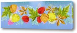   Постер  Осенние листья на стекле