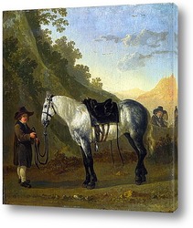   Постер Мальчик с серой лошадью
