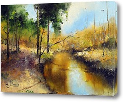   Картина Река Сходня в солнечный день. 23 марта.