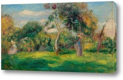   Картина Луг, деревья и женщины