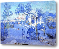   Картина Зимний пейзаж с церковью