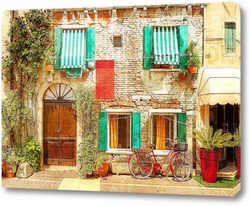  Постер Старинный фасад в Италии
