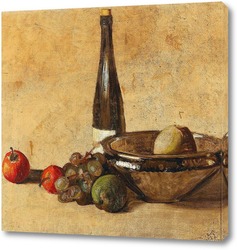   Постер Натюрморт с бутылкой вина и фруктами