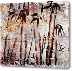   Постер Бамбук  и кирпичная текстура