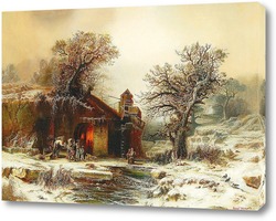   Постер Зимний пейзаж с кузницей