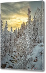   Постер Зимний пейзаж на печёрском водопаде
