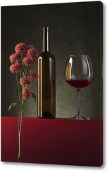   Постер Натюрморт с вином и цветами