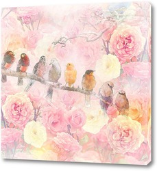   Постер Птицы в розах