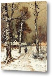   Постер Дорога домой через зимний лес