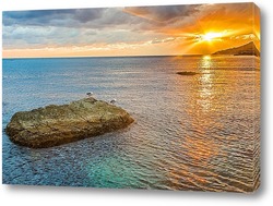   Постер Закатное солнце на море