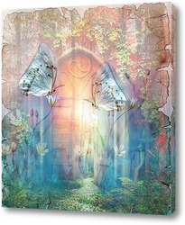  Постер Сказочный лес и бабочки