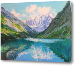   Постер Шавлинское озеро, морской пейзаж и горы