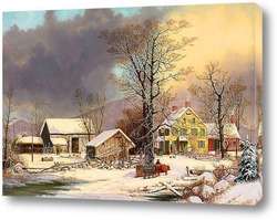   Постер Зима в стране, холодное утро, около 1863