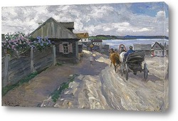   Картина Деревня на берегу