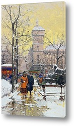   Постер Площадь Шатле под снегом и консьерж