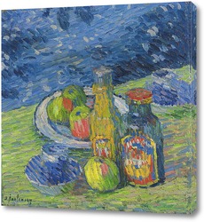    Натюрморт с бутылками и фруктами