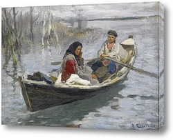   Картина Пара в гребной лодке