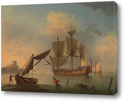   Картина Английский шлюп, Becalmed недалеко от берега