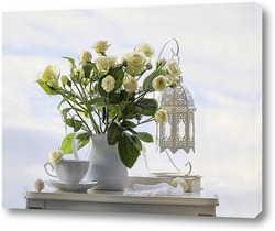   Постер Натюрморт с букетом белых роз