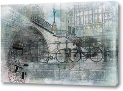   Постер Мост с велосипедами