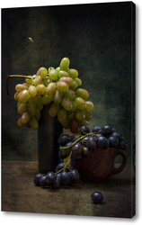   Постер Натюрморт с виноградом и пчелой