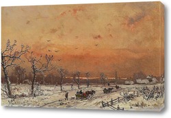   Картина Вечерний зимний пейзаж