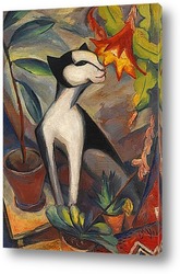   Картина Кот с цветами кактуса. 