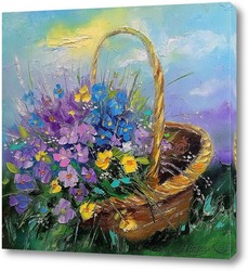   Картина Букет полевых цветов в корзинке