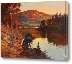   Картина Лесной пейзаж с озером