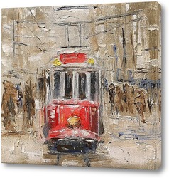   Картина Трамвай на заснеженной улице