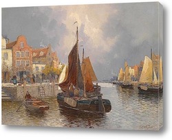   Картина Голландский вид на гавань