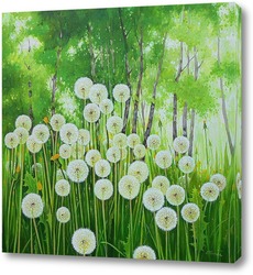   Картина Весенний пейзаж с одуванчиками