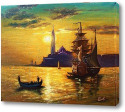   Картина Картина маслом. Закат в Венеции. Холст 40х50
